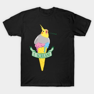 Funny Parrot Pet Doodle I Scream Ice Cream Cockatiel T-Shirt